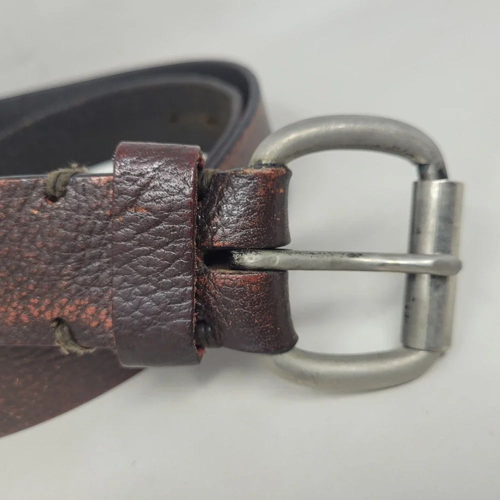 Brown Leather Belt 40 Textured Distressed Rugged Utility Industrial Faded Work